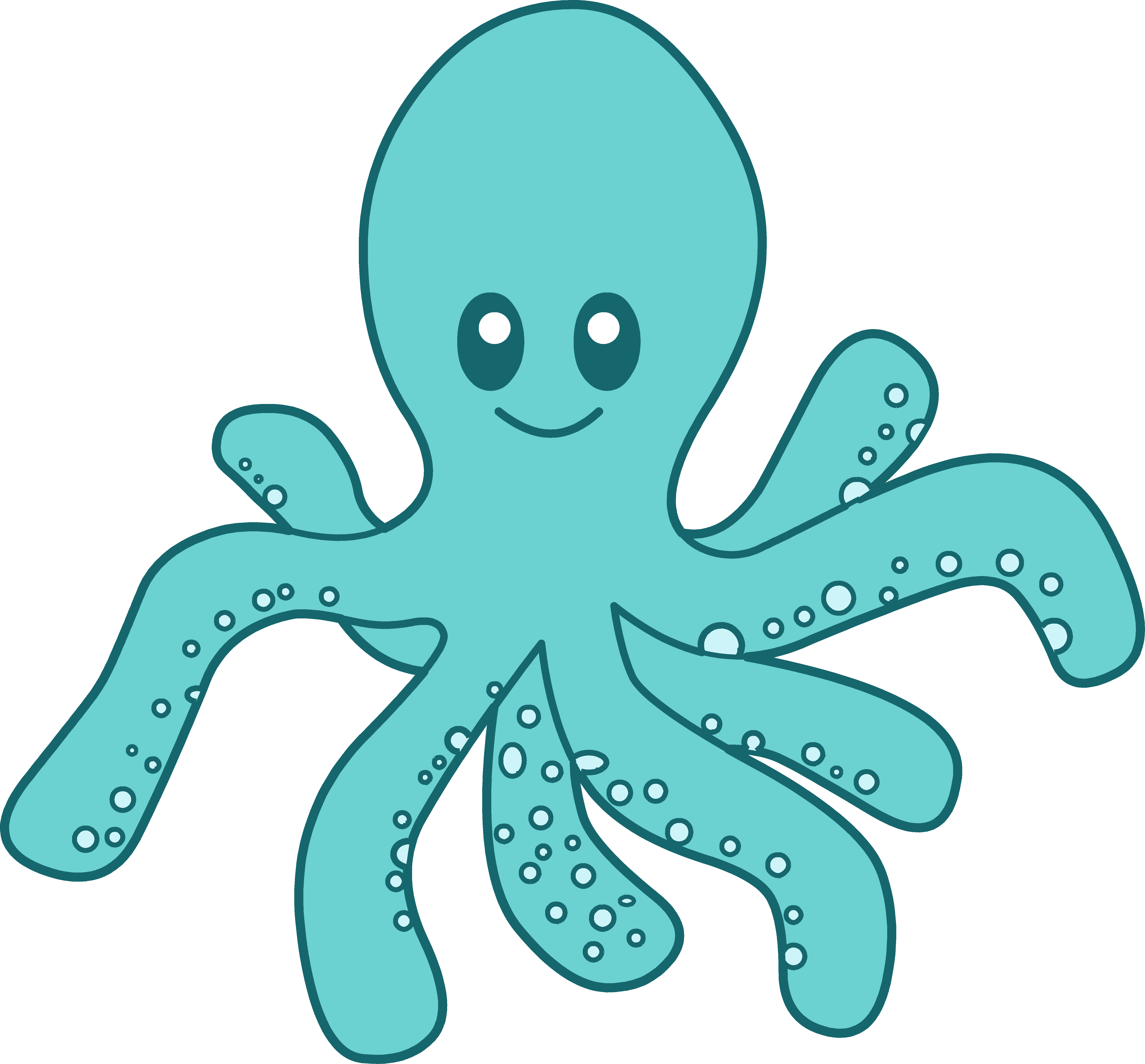 Cute Blue Octopus Clipart - Free Clip Art