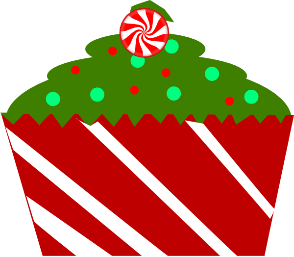 Christmas Cupcake With Striped Wrapper clip art - vector clip art ...