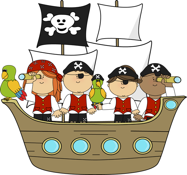 Pirates on Pirate Ship Clip Art - Pirates on Pirate Ship Image