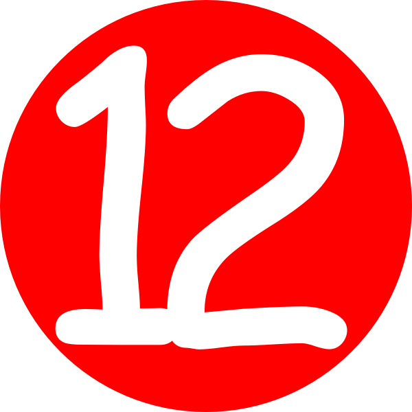 Red, Rounded,with Number 12 clip art - vector clip art online ...
