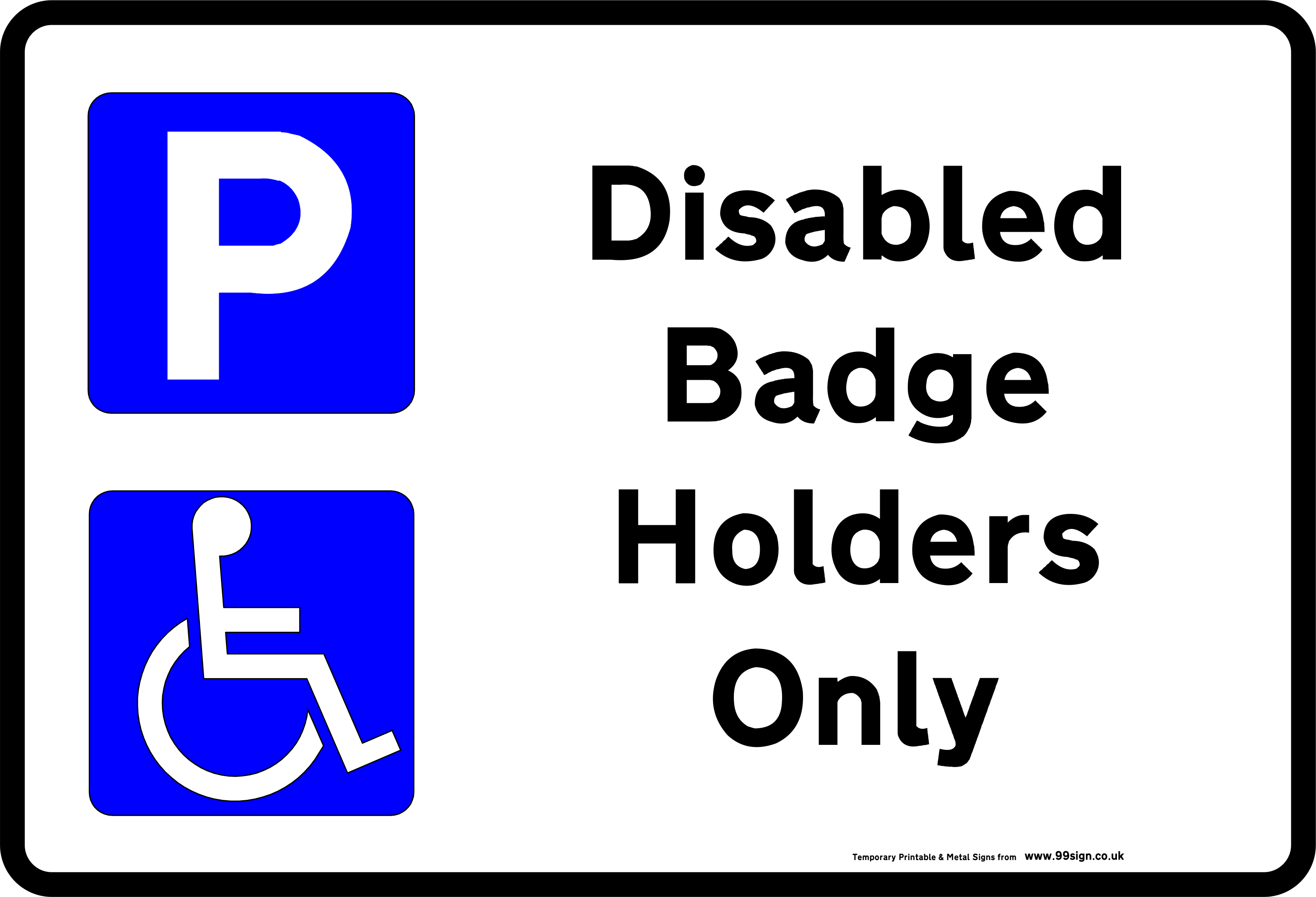 Printable Disabled Parking sign low cost vinyl or free template ...