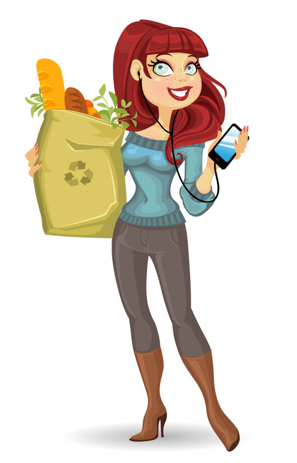 Keywords: girls, illustration, young woman, shopping, work, vector ...