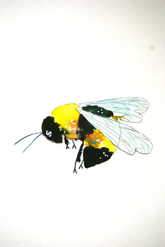 Watercolor Painting, Bee Painting, Bumble Bee, Original Painting, 6"x…