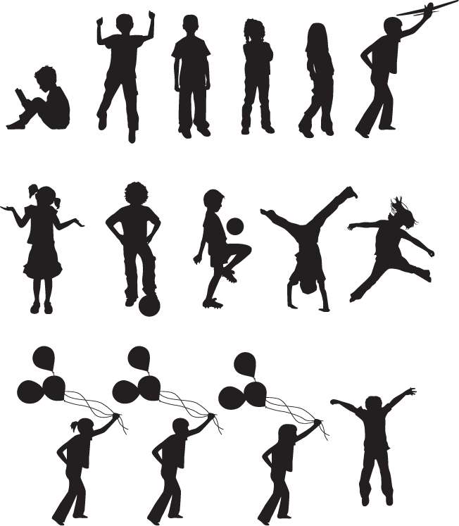 Free Vector Children Silhouettes Free Vector / 4Vector