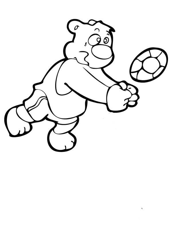a bear playing volleyball coloring page - Download & Print Online ...