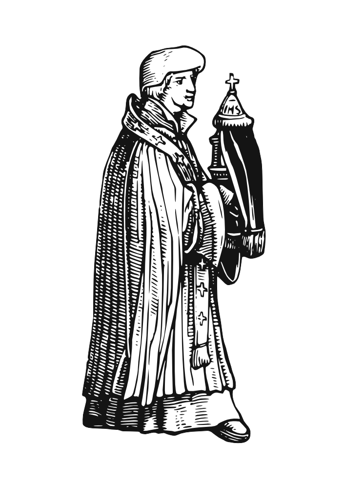 OnlineLabels Clip Art - Medieval Priest With Sacrament