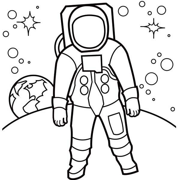 astronauts on the moon Colouring Pages