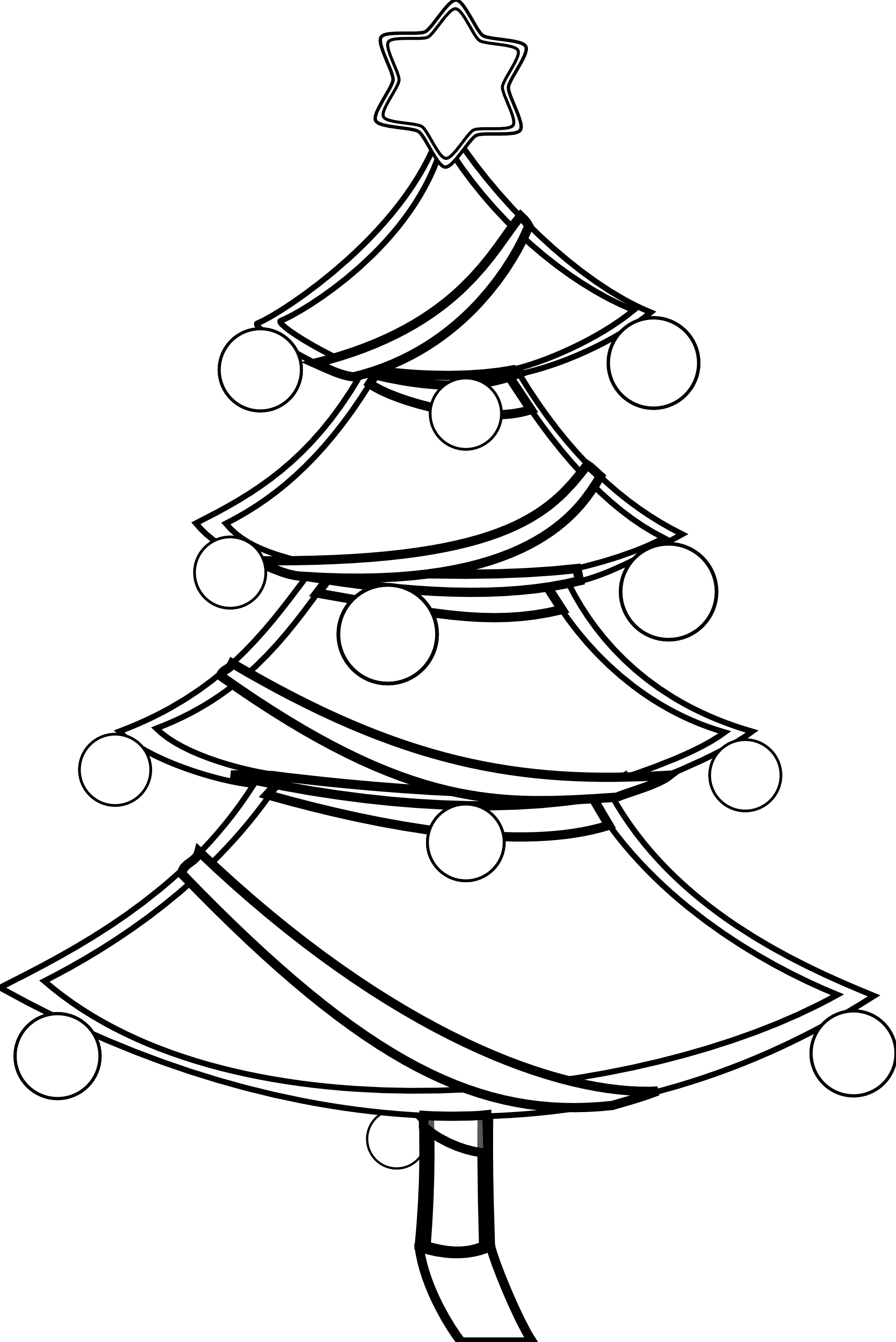 Christmas Tree Xmas Coloring Book Colouring Black White Line Art ...