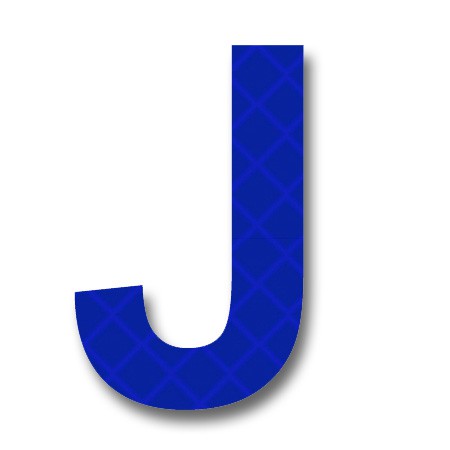 AfterGlow - Retroreflective 2 inch Letter "J" - Blue - Package of 10
