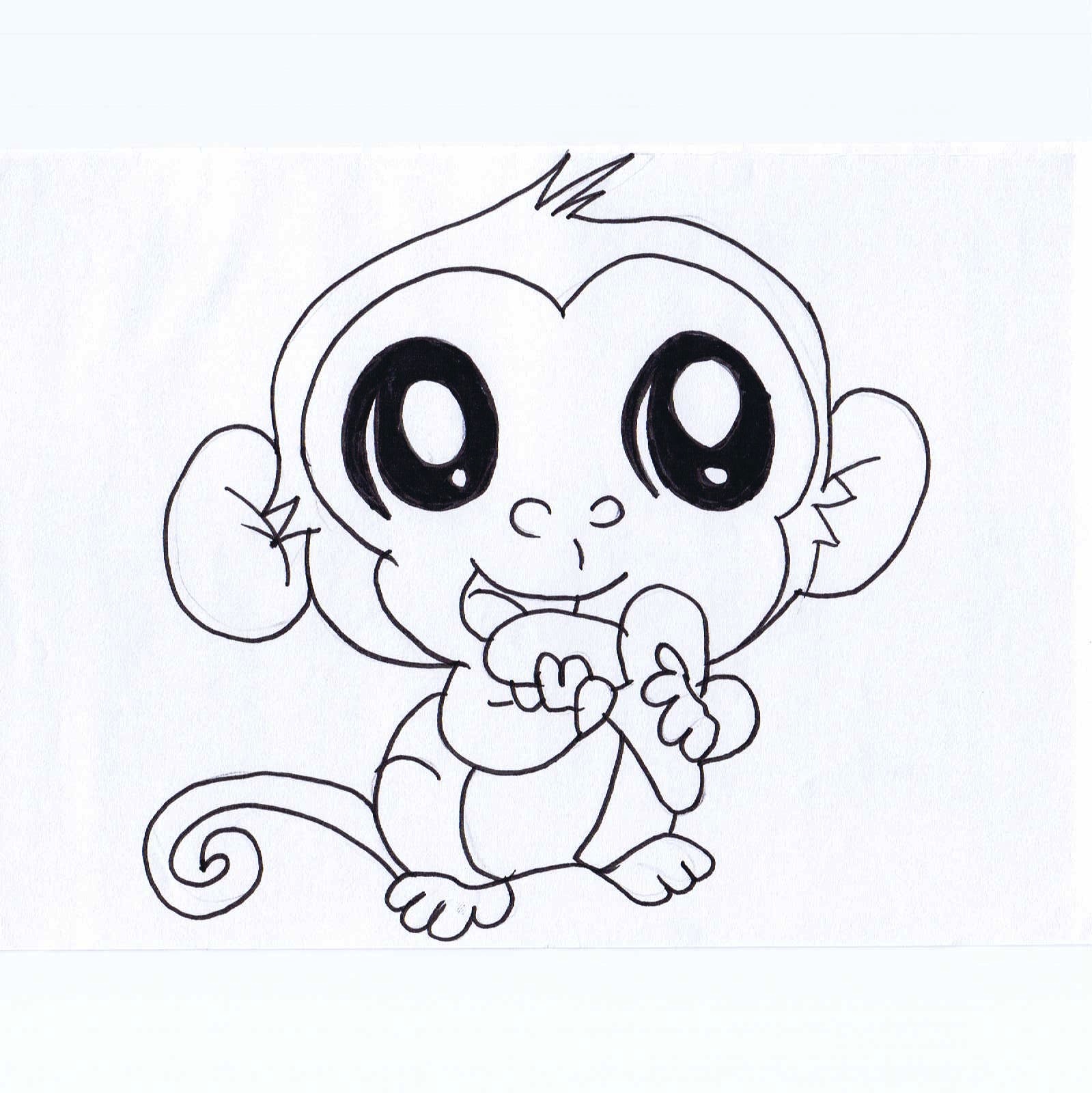 Cute Monkey Drawing - Cliparts.co
