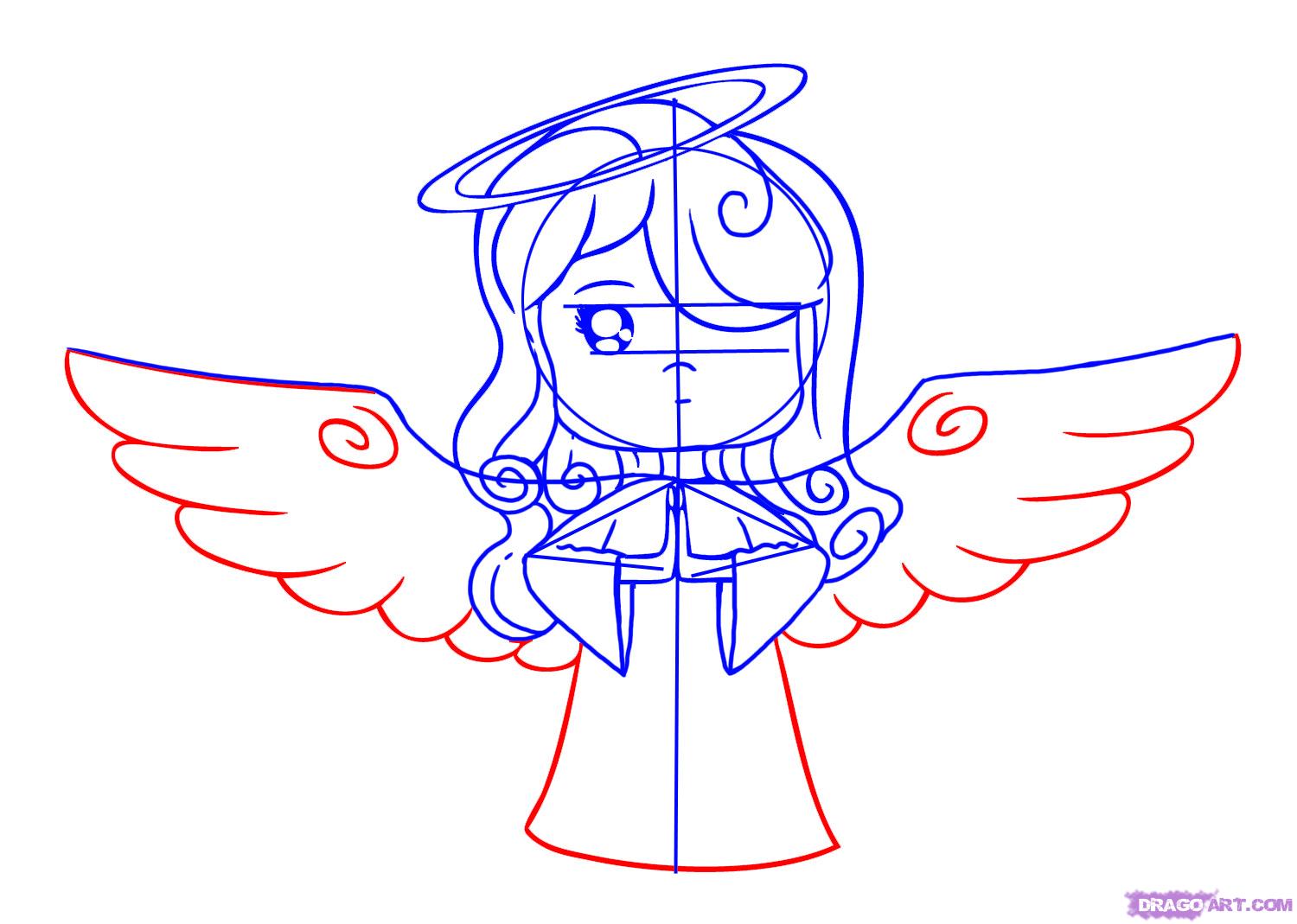 How to Draw a Cartoon Angel, Step by Step, Christmas Stuff ...