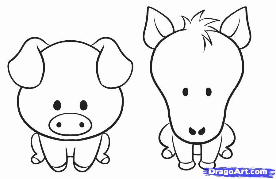 Easy Drawings Of Animals Kids Drawing Coloring Page Cliparts Co