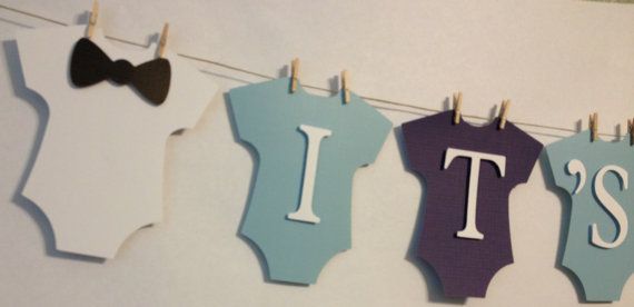 It's A Boy Baby Banner, Mini Clothespin, Baby Shower Decorations ...