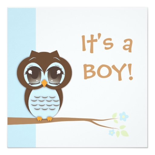 Cute Baby Owl It's a Boy Baby Shower Invitation | Zazzle
