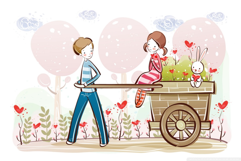 Cute Valentine Couple, Valentine's Day Illustration HD desktop ...