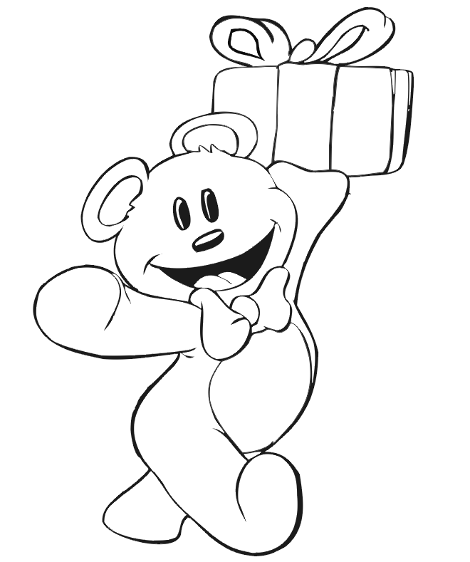Free Birthday Coloring Pages Ideas : Gifts Box For Little Bear