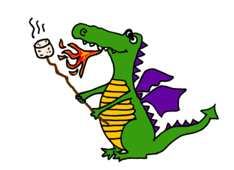 Funny Dragon Roasting Marshmallows Cartoon design by naturesfun ...