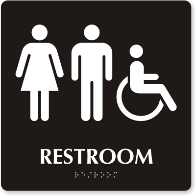 Unisex Restroom Sign With Pictograms - Braille Sign, SKU - SE ...