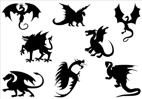 Dragon Silhouette Clip Art TemplateSilhouette Clip Art