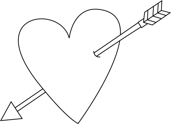 Black and White Valentine's Day Heart and Arrow Clip Art - Black ...