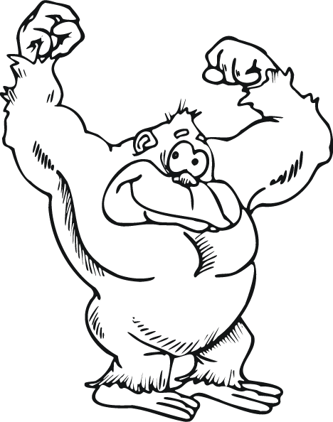 coloring page of cartoon gorilla for kids - Coloring Point