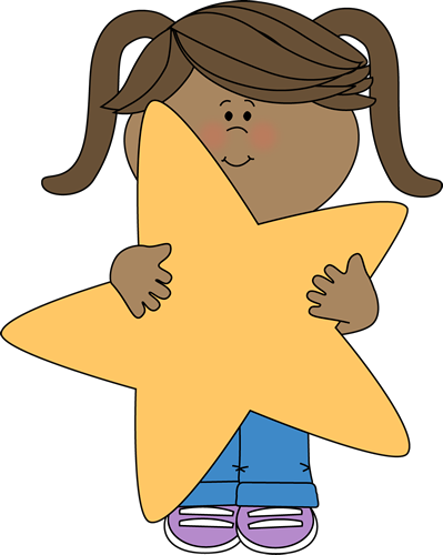 Little Girl Holding a Star Clip Art - Little Girl Holding a Star Image