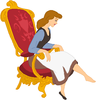 Princess Cinderella Trying on Glass Slipper Clipart Image