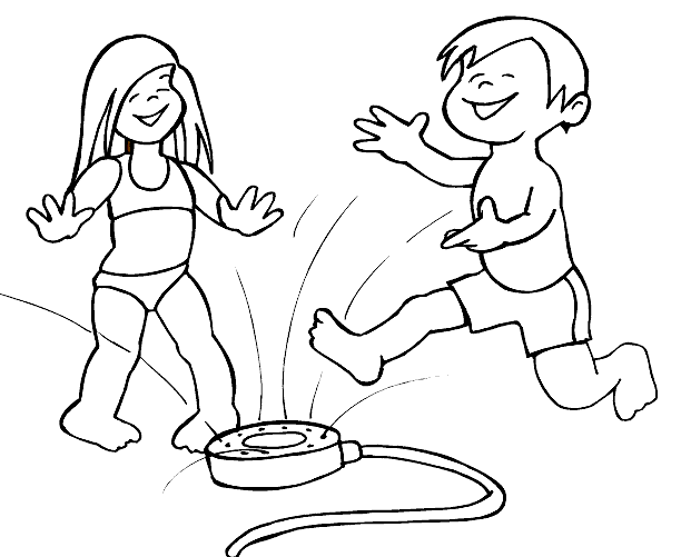 colouring pages of kids playing with water in a ground - Coloring ...