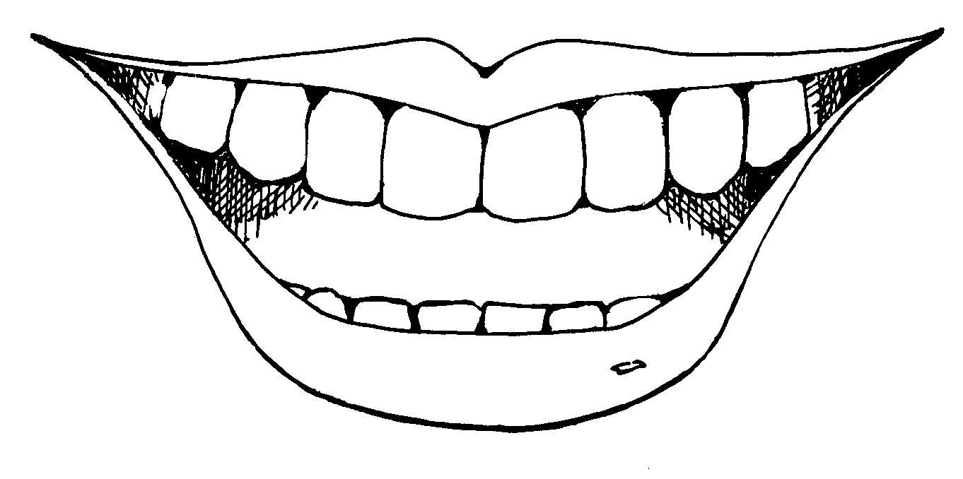 Smiling Lips Clipart Black And White Tooth Smiling Black And White ...
