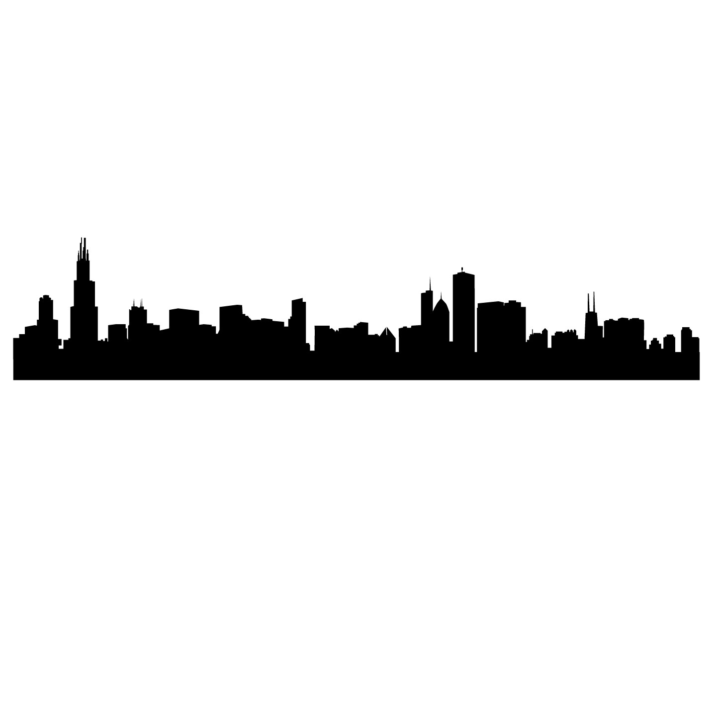 Chicago Skyline Silhouette - Vinyl Wall Art Decal for Homes ...