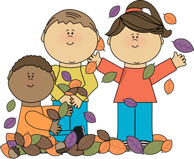 Kids Playing in Leaves Clip Art - Kids Playing in Leaves Image