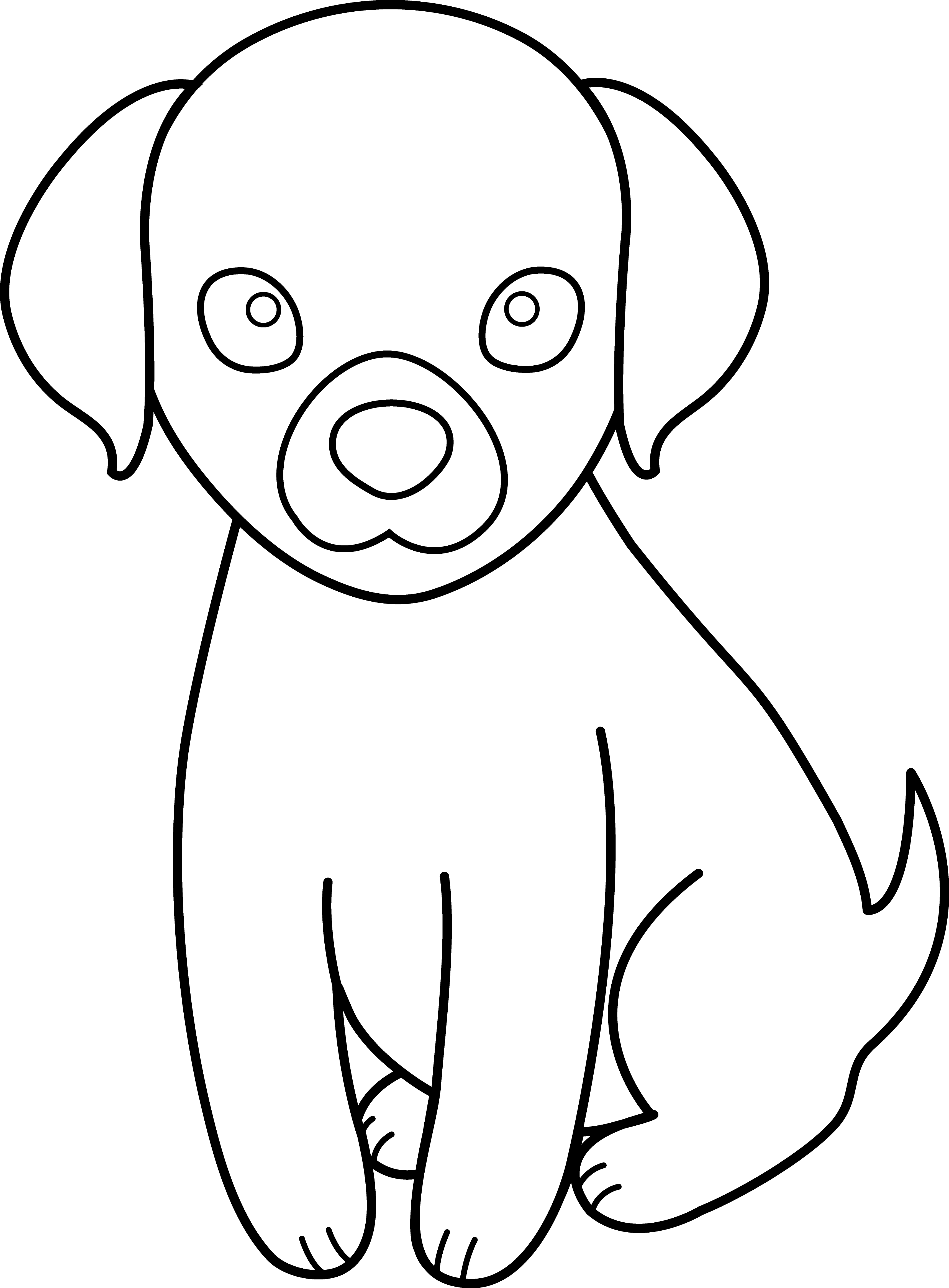 Colorable Puppy Line Art - Free Clip Art