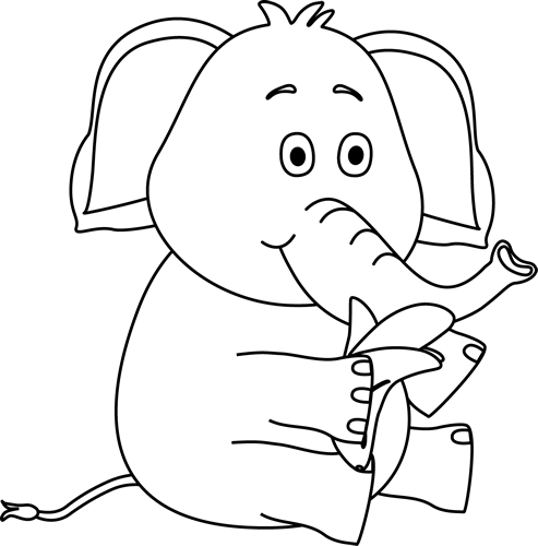 clipart black and white elephant - photo #10