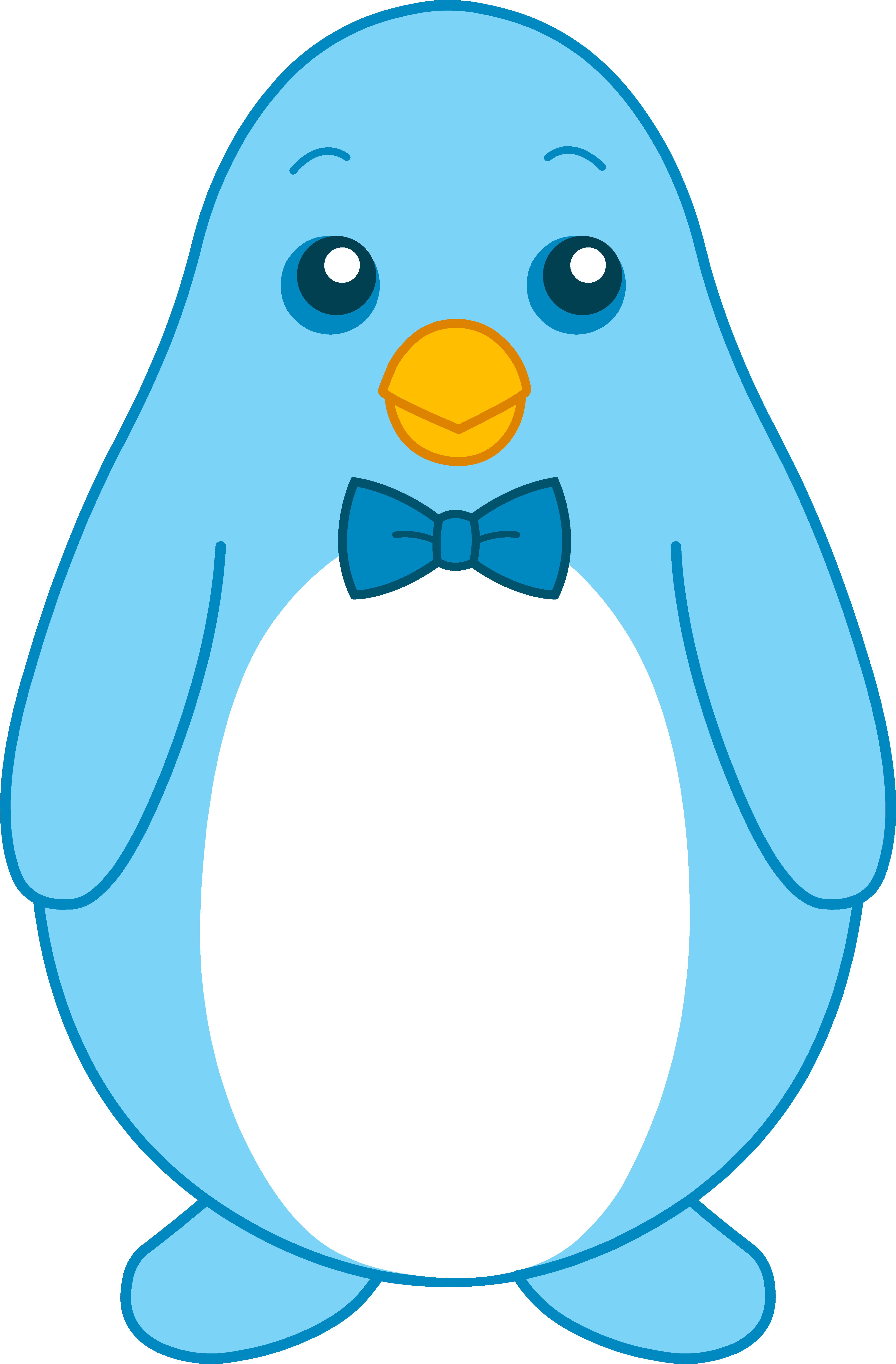 Little Blue Penguin With Bow Tie - Free Clip Art
