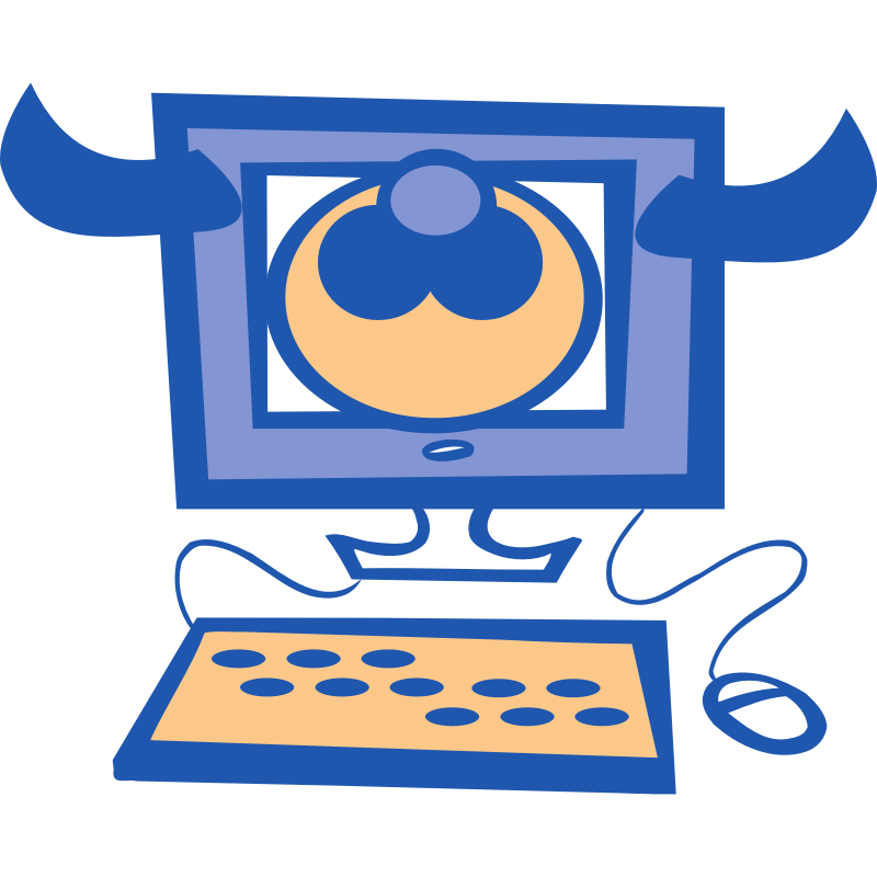 Clipart - Cow Computer
