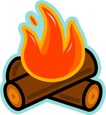 Stock Illustration - Illustration of burning log fire