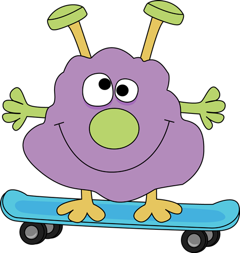 Monster on a Skateboard Clip Art - Monster on a Skateboard Image