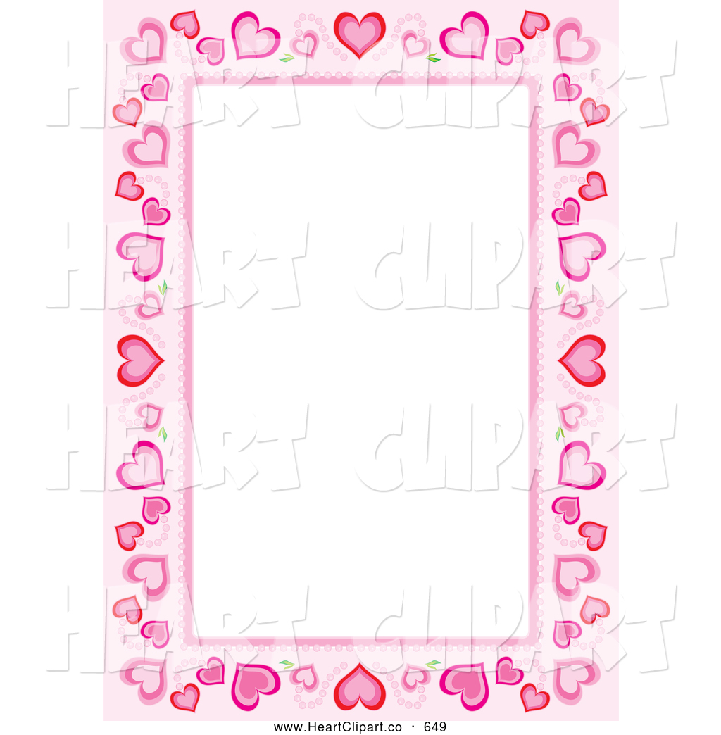Clip Art of a Pretty Stationery Border of Different Sized Hearts ...