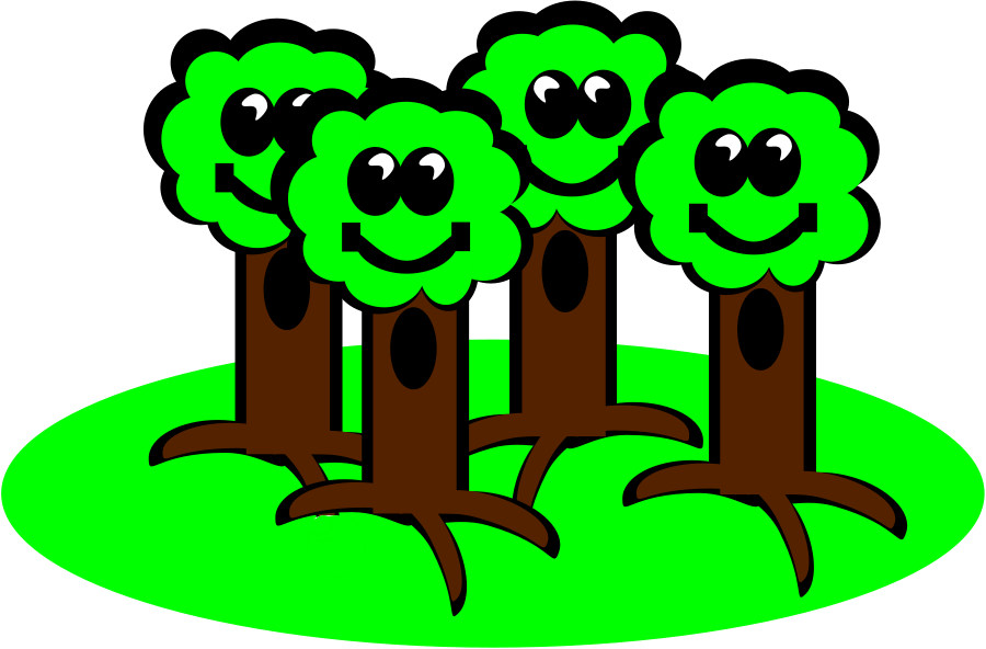 Colorized Group of Trees Clipart, vector clip art online, royalty ...