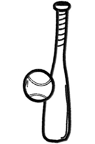 Outlines Embroidery Design: Baseball Bat and Ball from King Graphics