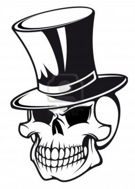Skull In Black Hat For Tattoo Design | Tattoo Photo | sharron29 ...