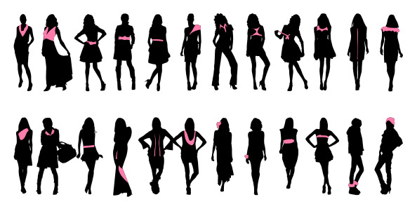 Fashionable Women Silhouettes Set 1, vector graphics - 365PSD.com