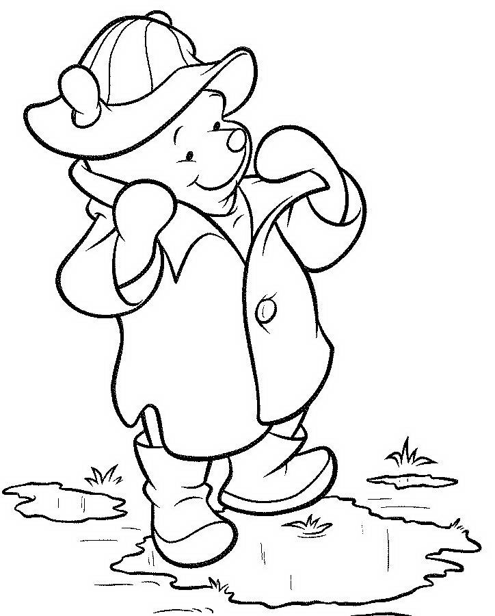Disney Cartoon Winnie The Pooh Wear Jacket Coloring Picture ...