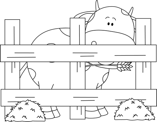 Black and White Farm Cow Clip Art - Black and White Farm Cow Image