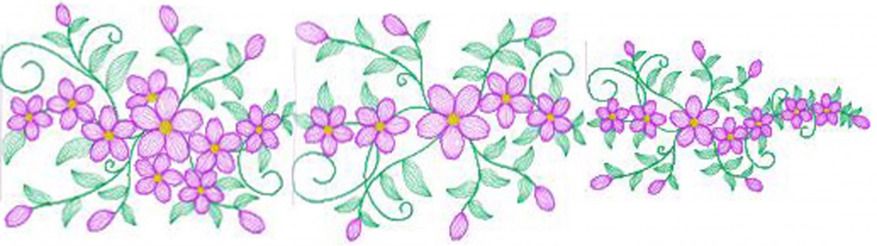 Little Blossom Border Design Set 200mm width - Gumnut Embroideries