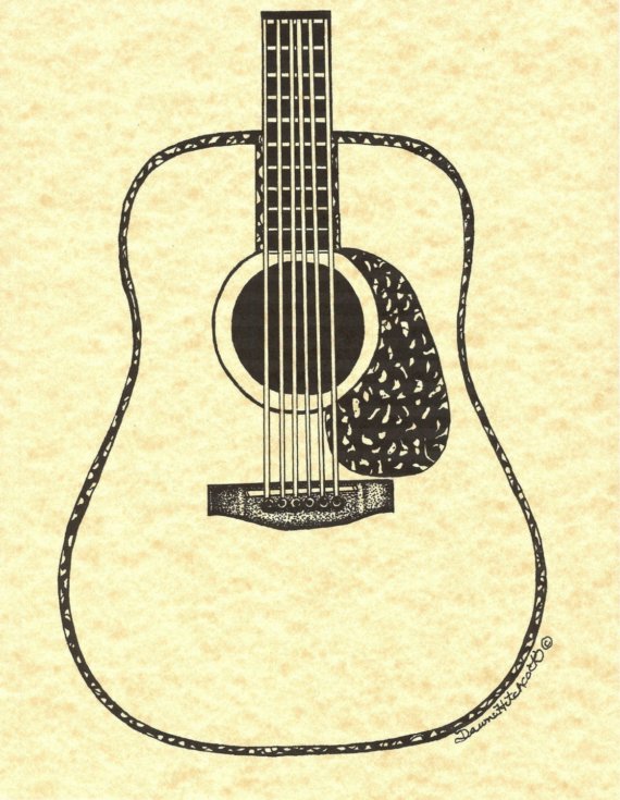 Vintage Dreadnought Acoustic Guitar Fine Art by DawnHitchcock