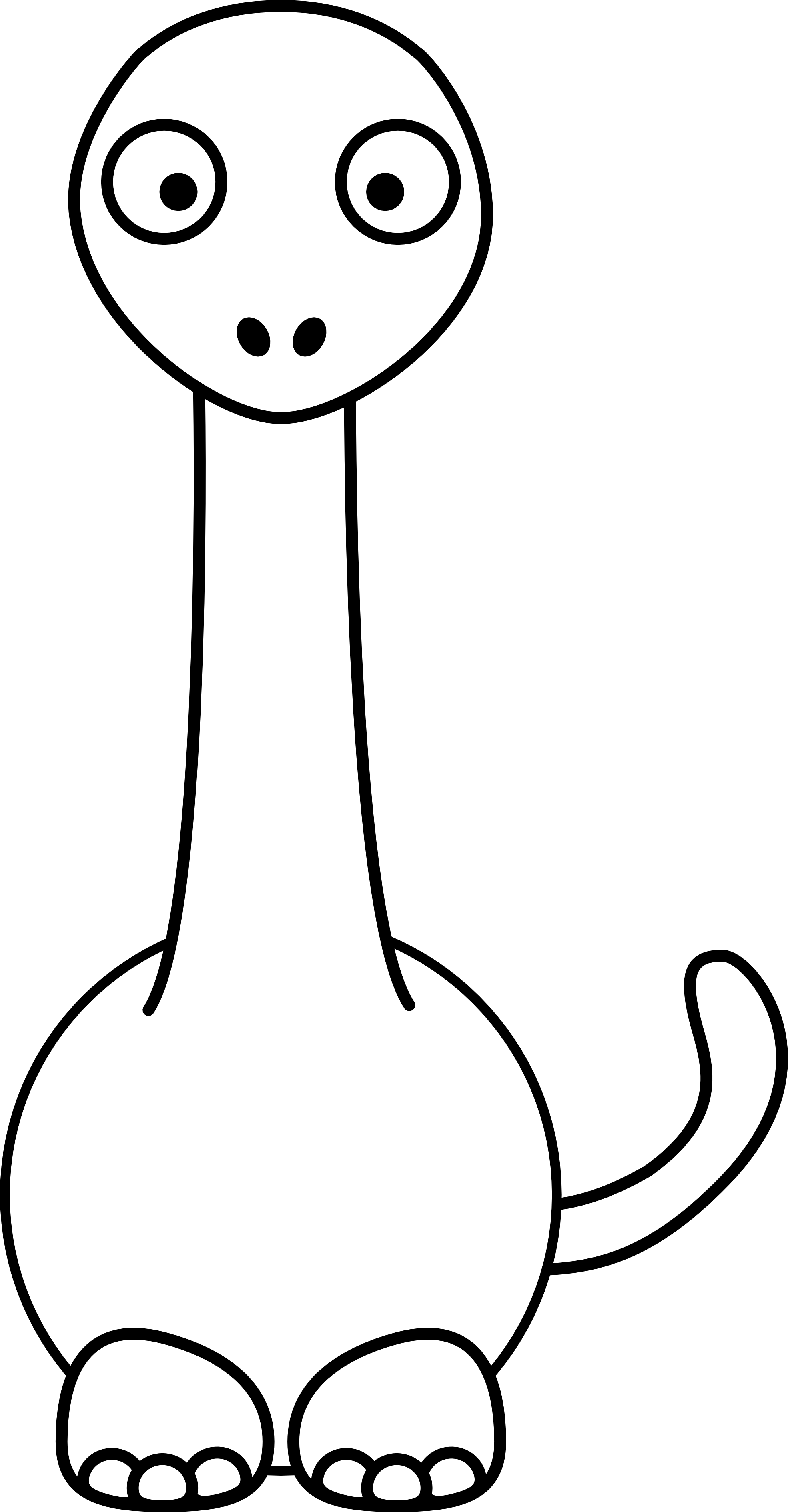 Studiofibonacci Cartoon Brontosaurus Black White Line Art Scalable ...