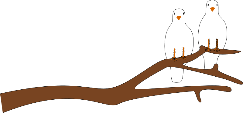 Free Two Doves on a Branch Clip Art