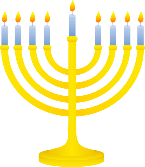 Golden Menorah With Lit Candles - Free Clip Art