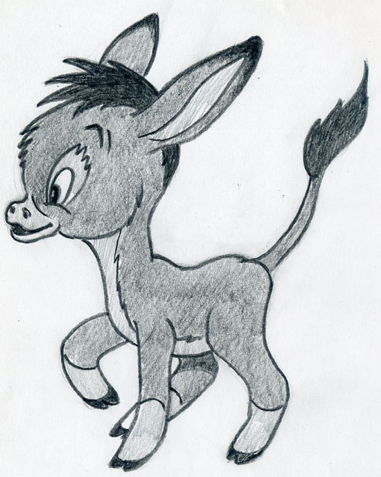 Let's Draw Cartoon Donkey – Cute And Lovely. Few Easy Steps.